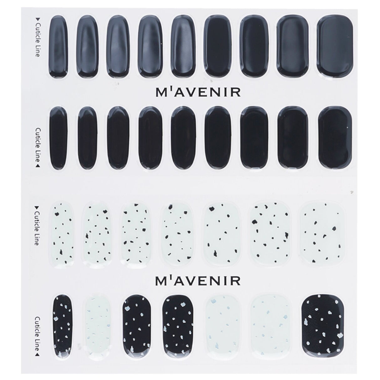 Mavenir Black Nail Stickers - 32 salon-quality gel stickers for flawless, trendy nails with radiant luster and easy application.