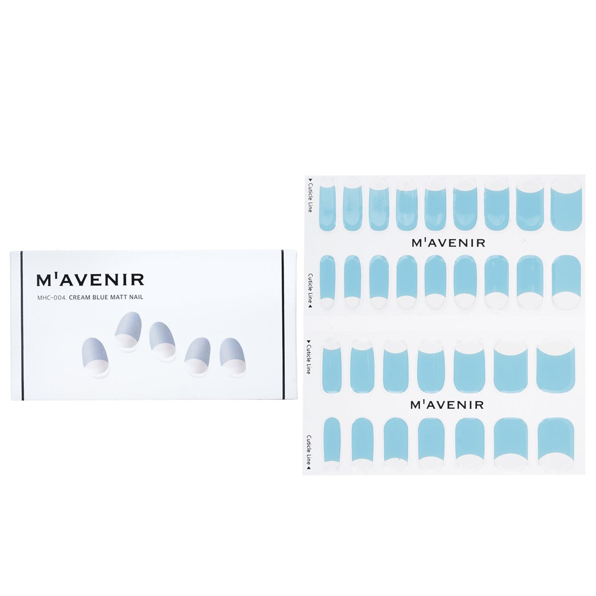 Mavenir Cream Blue Matt Nail Stickers, 32pcs - salon-quality, adhesive nail art for stunning, professional designs at home.