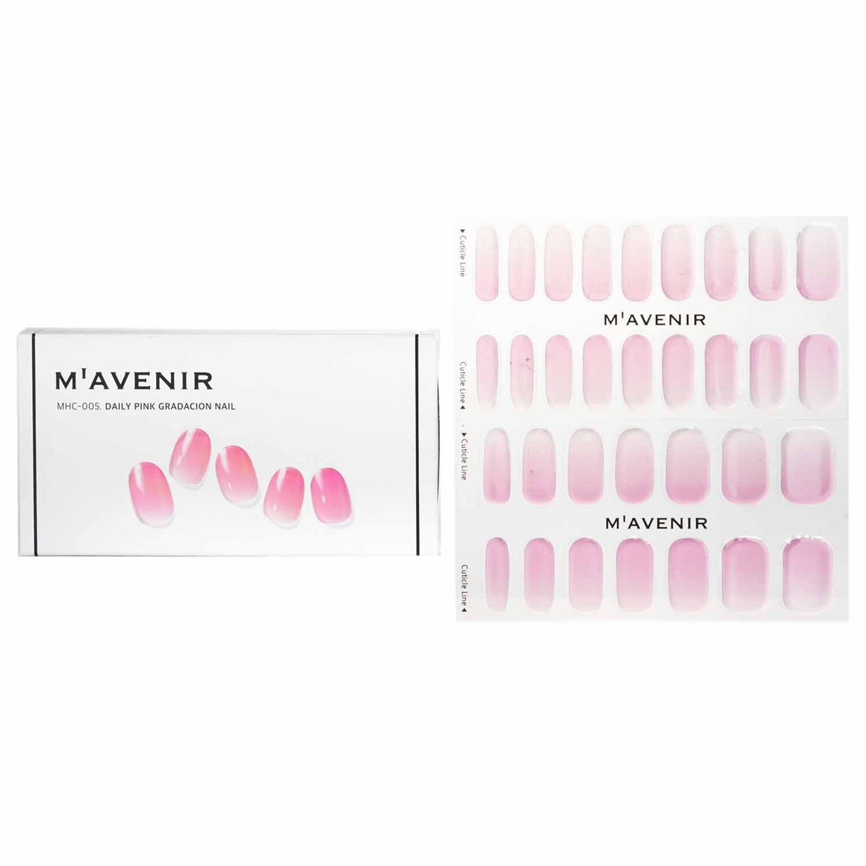 Pink gradient nail stickers by Mavenir, 32pcs, for effortless salon-quality manicures at home, safe and easy to apply.