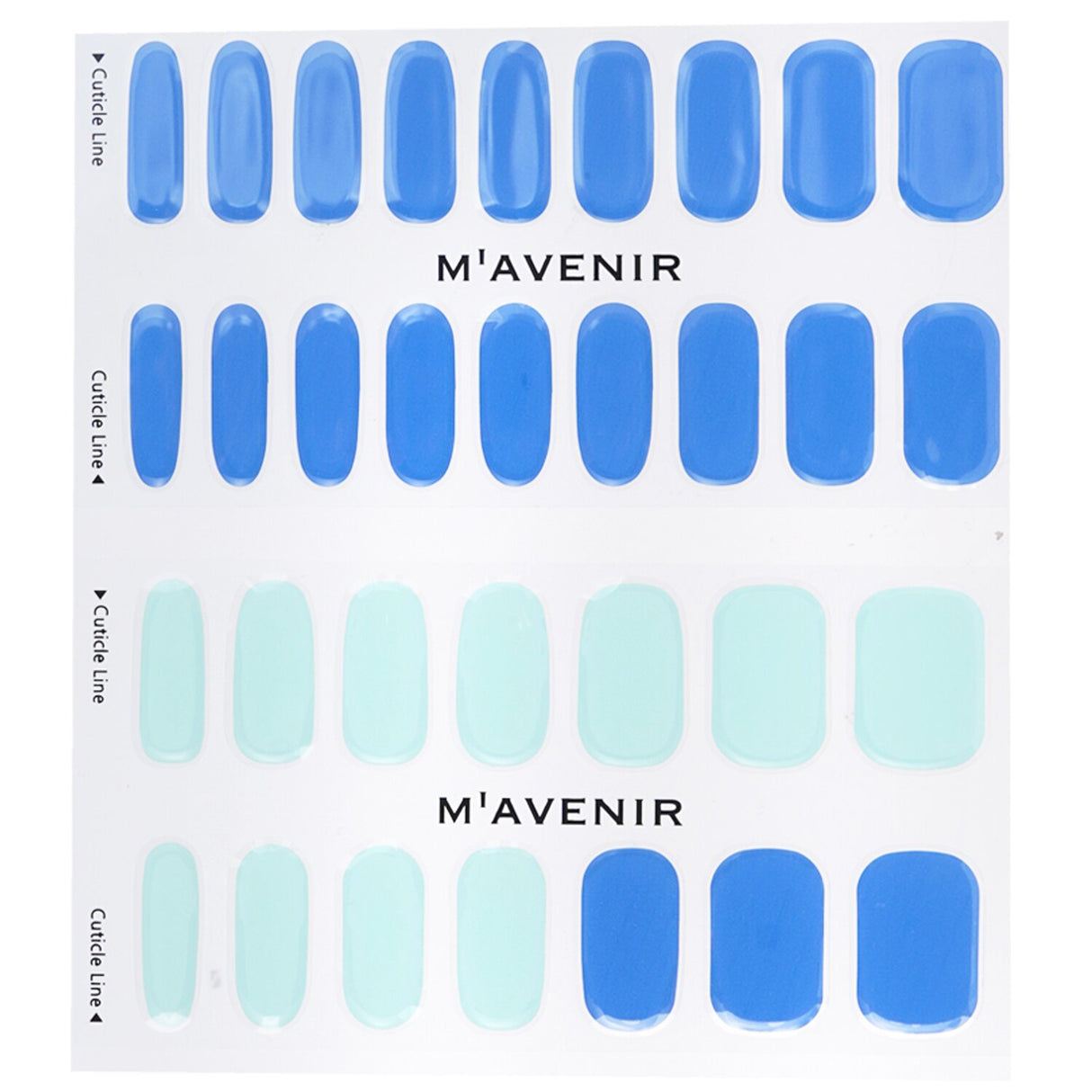 Mavenir Blue Nail Stickers featuring stylish blue jean designs, 32 salon-quality pieces for easy, flawless application.