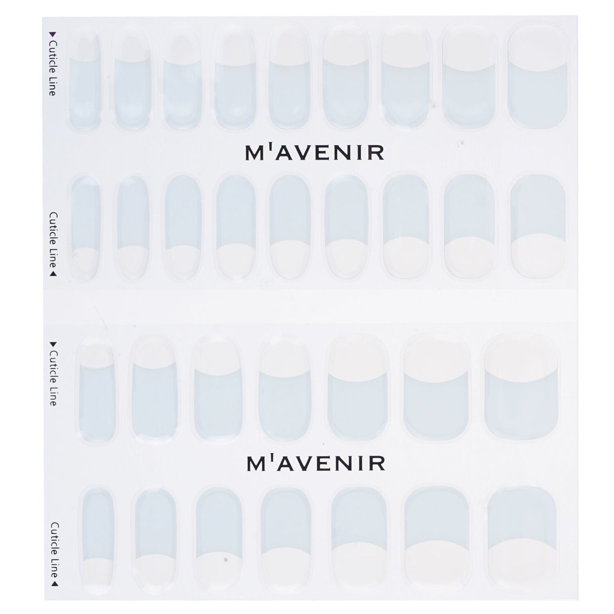 White deep French nail stickers by Mavenir, 32pcs for salon-quality nails at home, easy to apply and safe to use.