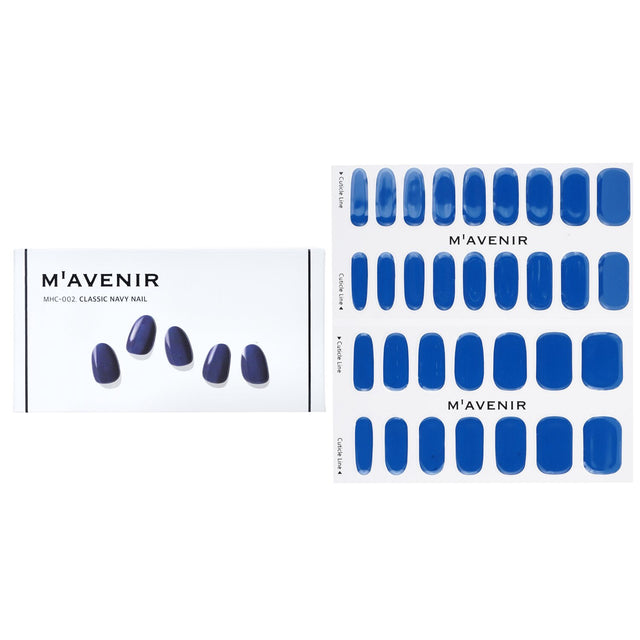 Mavenir Classic Navy Nail Stickers - 32pcs, elegant blue gel stickers for salon-quality nail art, safe and easy to apply.