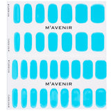 Salon-quality blue nail stickers set of 32, featuring vibrant mint designs that fit all nail shapes and sizes.