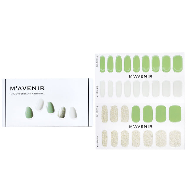 Mavenir Brillante Green Nail Stickers: 32 pieces of radiant gel stickers for easy, salon-quality nail art at home.