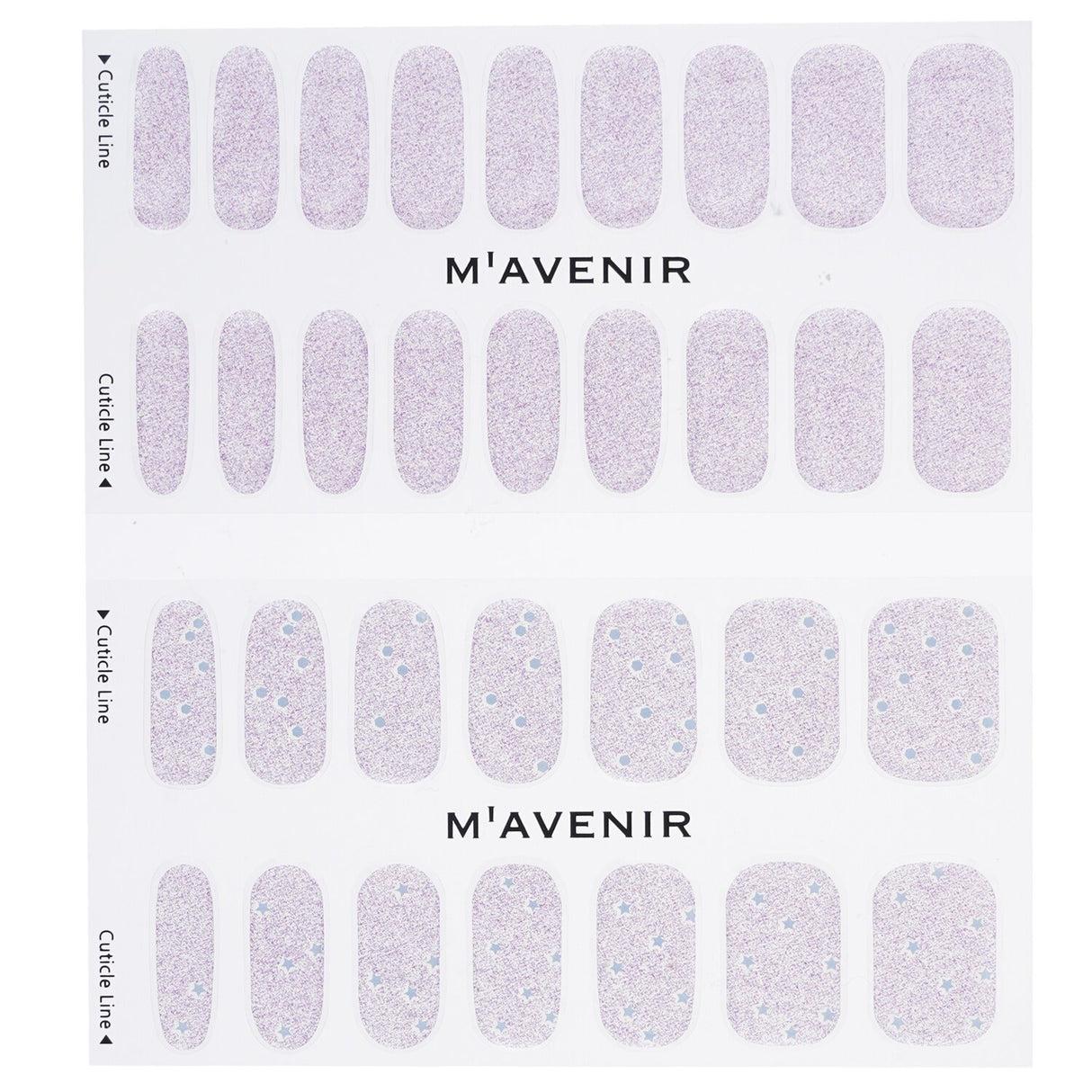 Purple nail stickers from Mavenir, featuring 32 vibrant pieces for easy, salon-quality nail art at home.