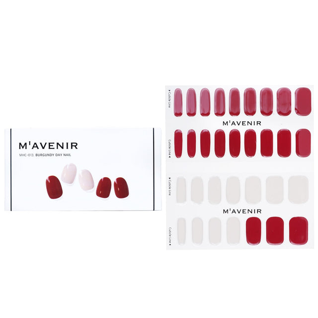 Mavenir Burgundy Day Nail Stickers - 32 salon-quality gel stickers for flawless, radiant nails in trendy designs.