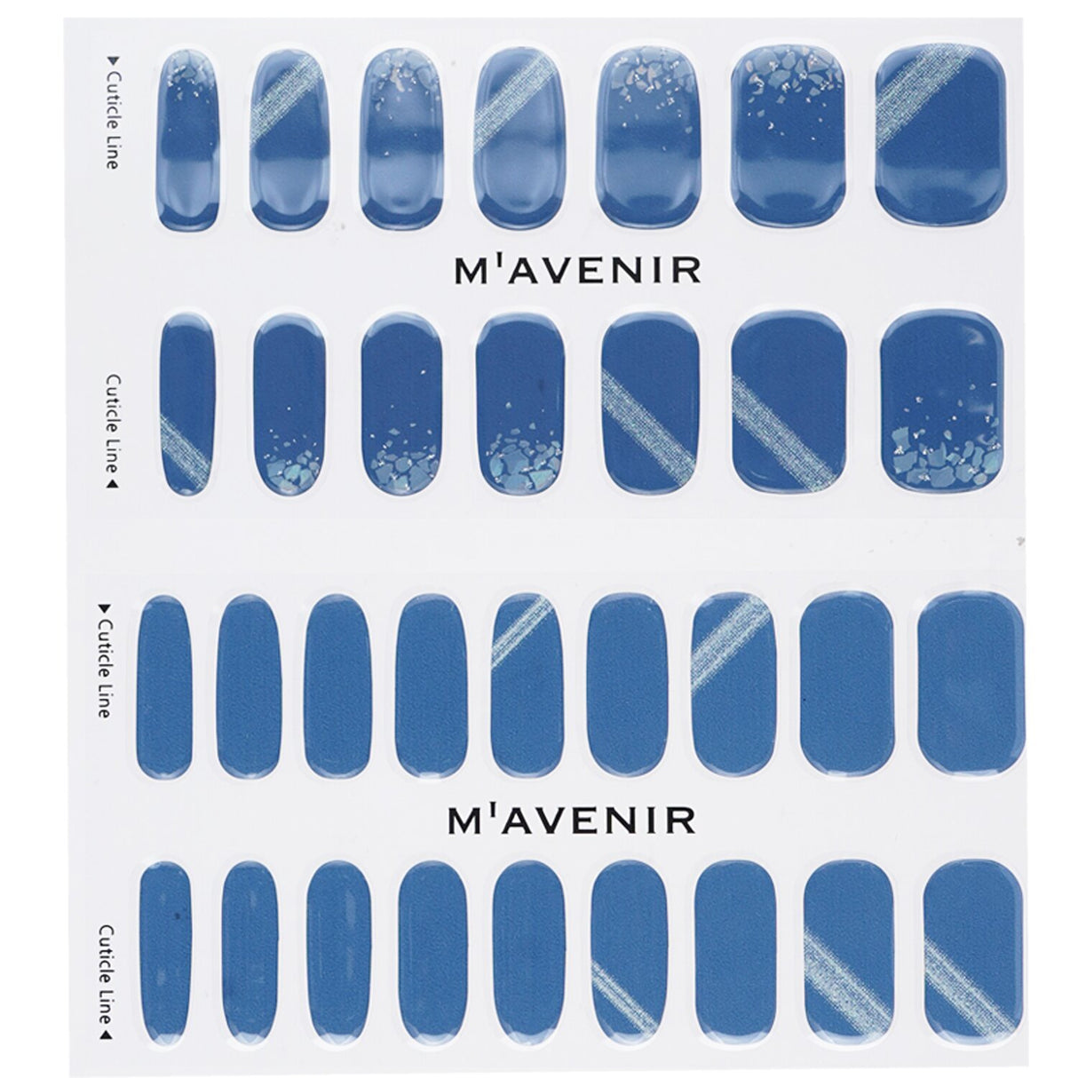 Mavenir Deep Shell Blue nail stickers pack of 32, offering vibrant, salon-quality designs for effortless at-home nail art.