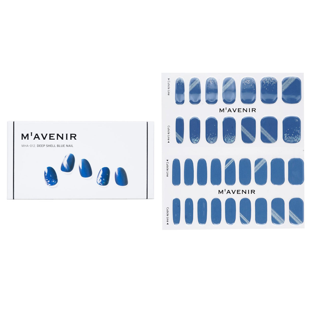 Mavenir Deep Shell Blue Nail Stickers, 32pcs, vibrant gel design, easy application for fabulous nails at home.