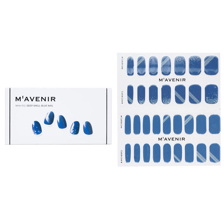 Mavenir Deep Shell Blue Nail Stickers, 32pcs, vibrant gel design, easy application for fabulous nails at home.