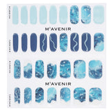 Vibrant blue nail stickers featuring a deep water wave design, ideal for salon-quality nail art at home.