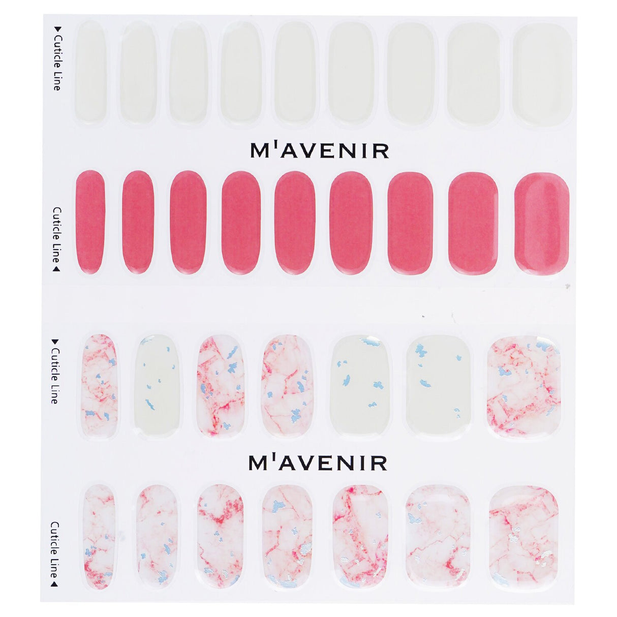 Pink rose quartz marble nail stickers, 32 pieces, crafted for easy application and luxurious salon-quality finish.