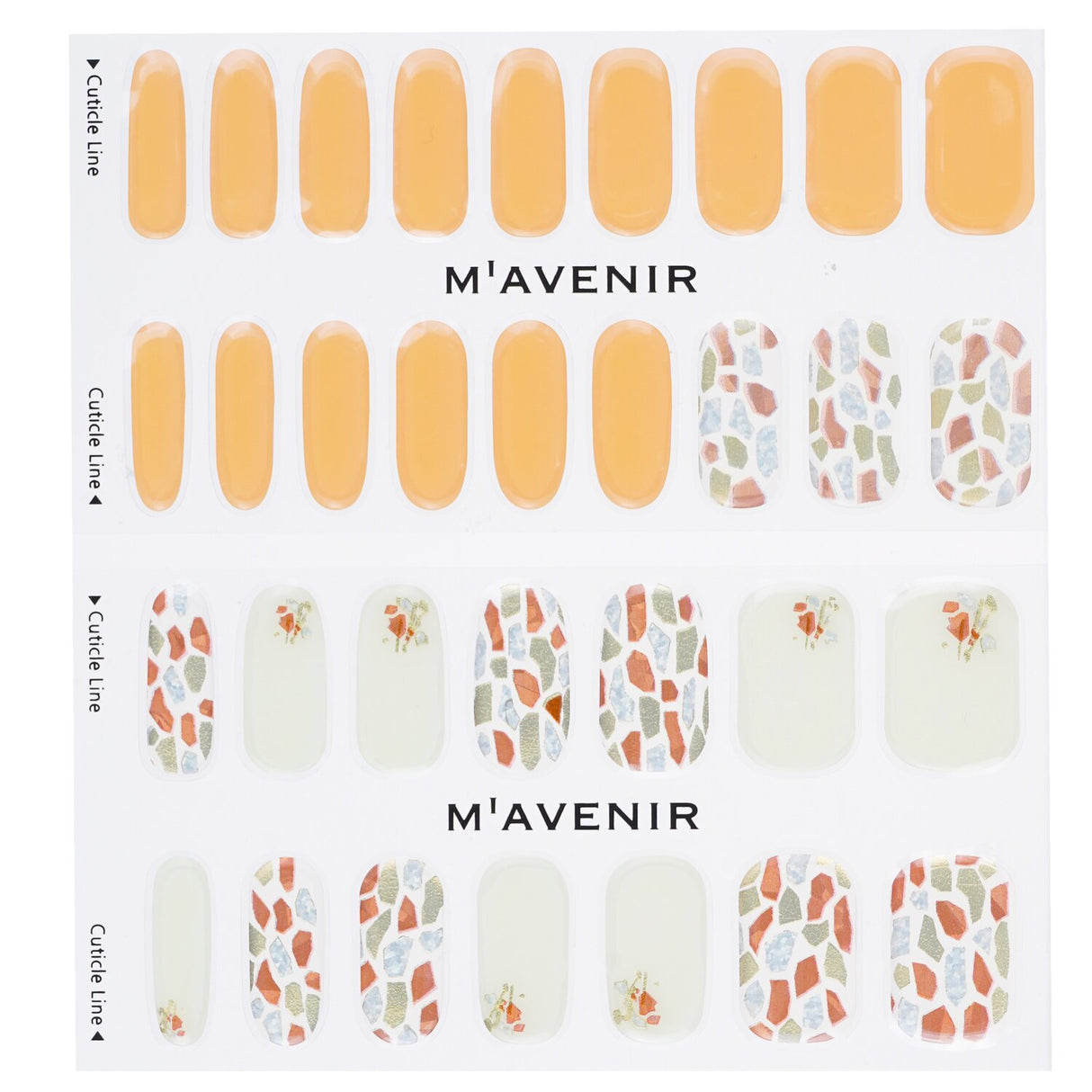 Mavenir Coral Shell Garden Nail Stickers in orange, featuring 32 salon-quality, vibrant designs for easy nail art.