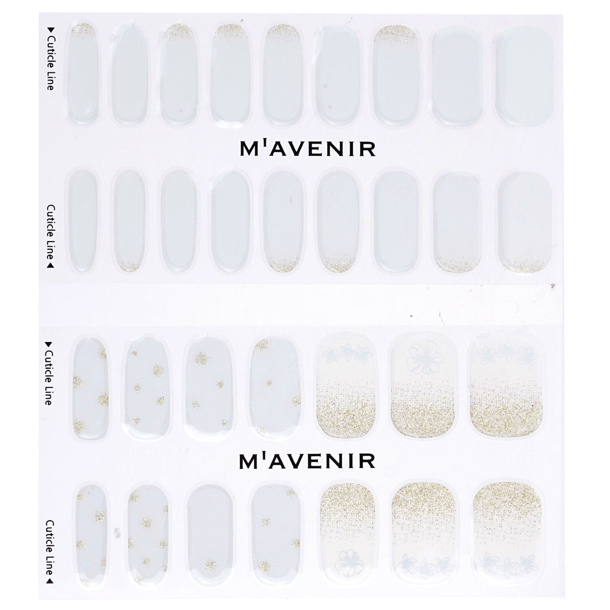 Mavenir White April Nail Stickers, 32 pcs, salon-quality designs for effortless nail art, safe and easy to apply.