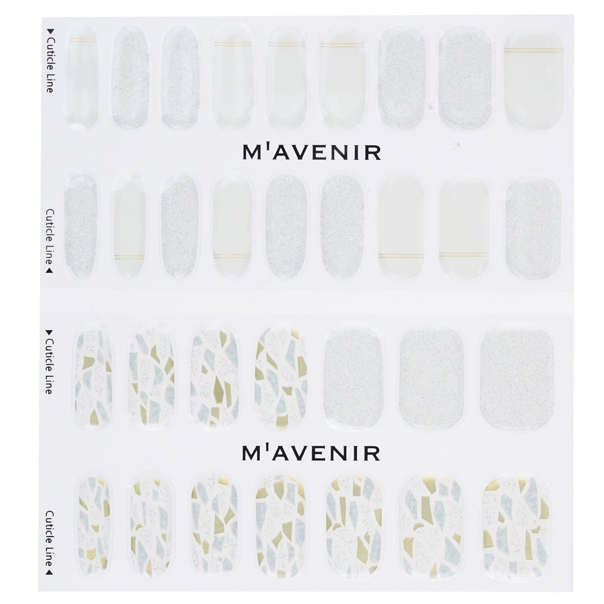 Mavenir White Nail Stickers featuring silver wedding ring designs; 32 pieces for effortless, radiant nail art.