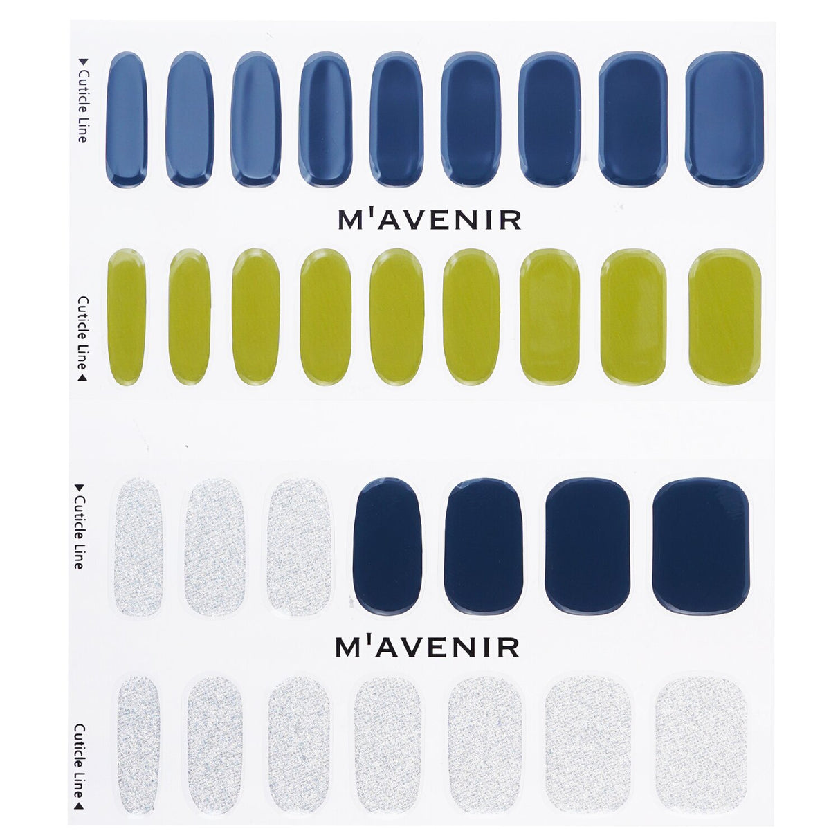 Mavenir blue nail stickers pack features 32 salon-quality designs for stunning, easy nail art at home.