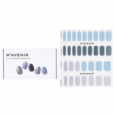 Exquisite blue nail stickers with radiant luster, perfect for all nail sizes; pack of 32 for salon-quality nail art at home.