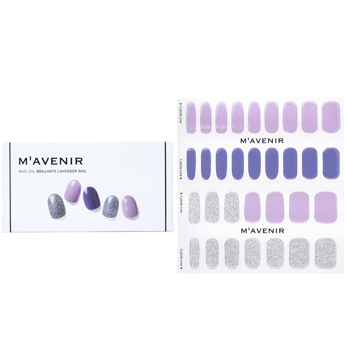 Mavenir Brillante Lavender Nail Stickers in purple, 32pcs, featuring radiant luster and flexible design for stunning nail art.