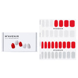 Red nail stickers by Mavenir featuring 32 pieces of salon-quality designs with radiant luster for a stunning at-home manicure.