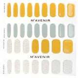 Yellow nail art stickers with vibrant designs; 32 salon-quality pieces for a radiant manicure at home.