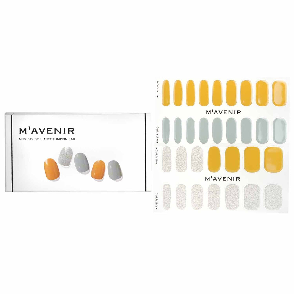 Mavenir Yellow Nail Sticker pack with 32 radiant gel designs for flawless, salon-quality manicures at home.