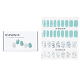 Blue Mavenir nail stickers featuring tinted green accents, 32pcs, for stylish salon-quality nail art at home.