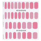 Salon-quality pink nail stickers with rose design, 32pcs, featuring vibrant colors and seamless, gap-free application.