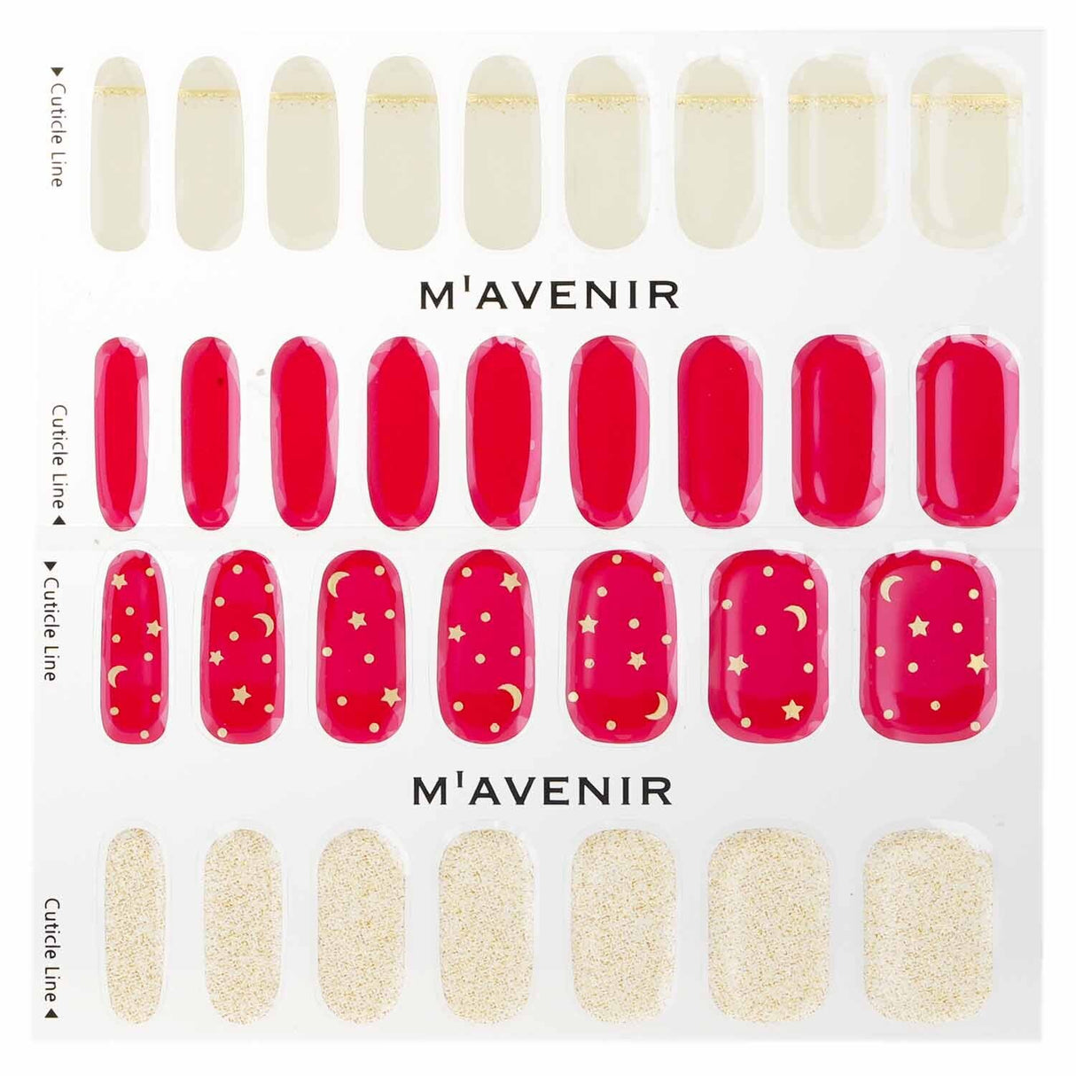 Red nail stickers by Mavenir featuring salon-quality, liquid gel designs for stunning, easy nail art for all occasions.