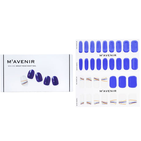 Mavenir Blue Nail Stickers featuring radiant gel finish, 32 trendy designs for easy, salon-quality nail art at home.