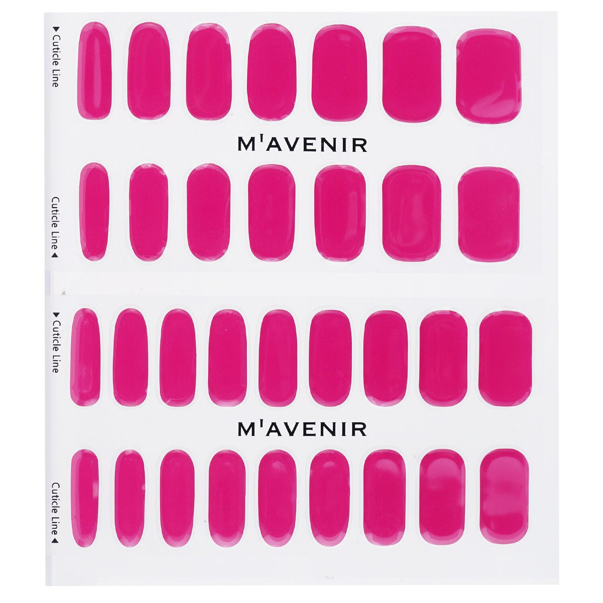 Mavenir Classic Raspberry Nail Stickers in pink, featuring 32 salon-quality gel designs for all nail shapes and easy application.