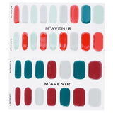 Assorted color holiday nail stickers featuring botanical designs, 32 salon-quality stickers for festive nail art.