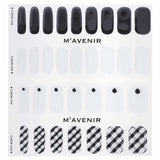 Mavenir Nail Stickers in White feature 32 trendy Black Shepherd Check designs for easy, salon-quality nail art at home.