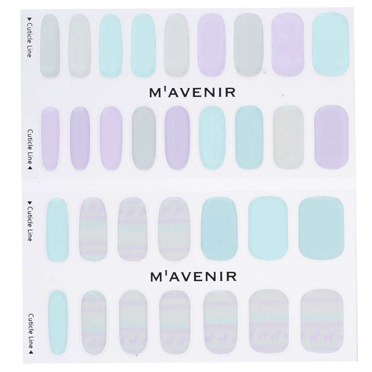 Mavenir Pastel Deer Knit Nail Stickers: 32 vibrant, salon-quality stickers designed for flawless nail art application.