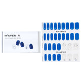 Nail sticker set featuring blue snow tree designs, 32 pieces for easy DIY manicures with radiant luster and secure adherence.