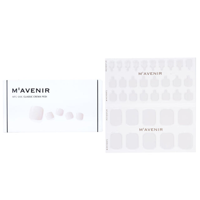 Mavenir Nail Sticker (White) - Classic Crema Pedi, 36 salon-quality stickers for easy, stylish nail art at home.