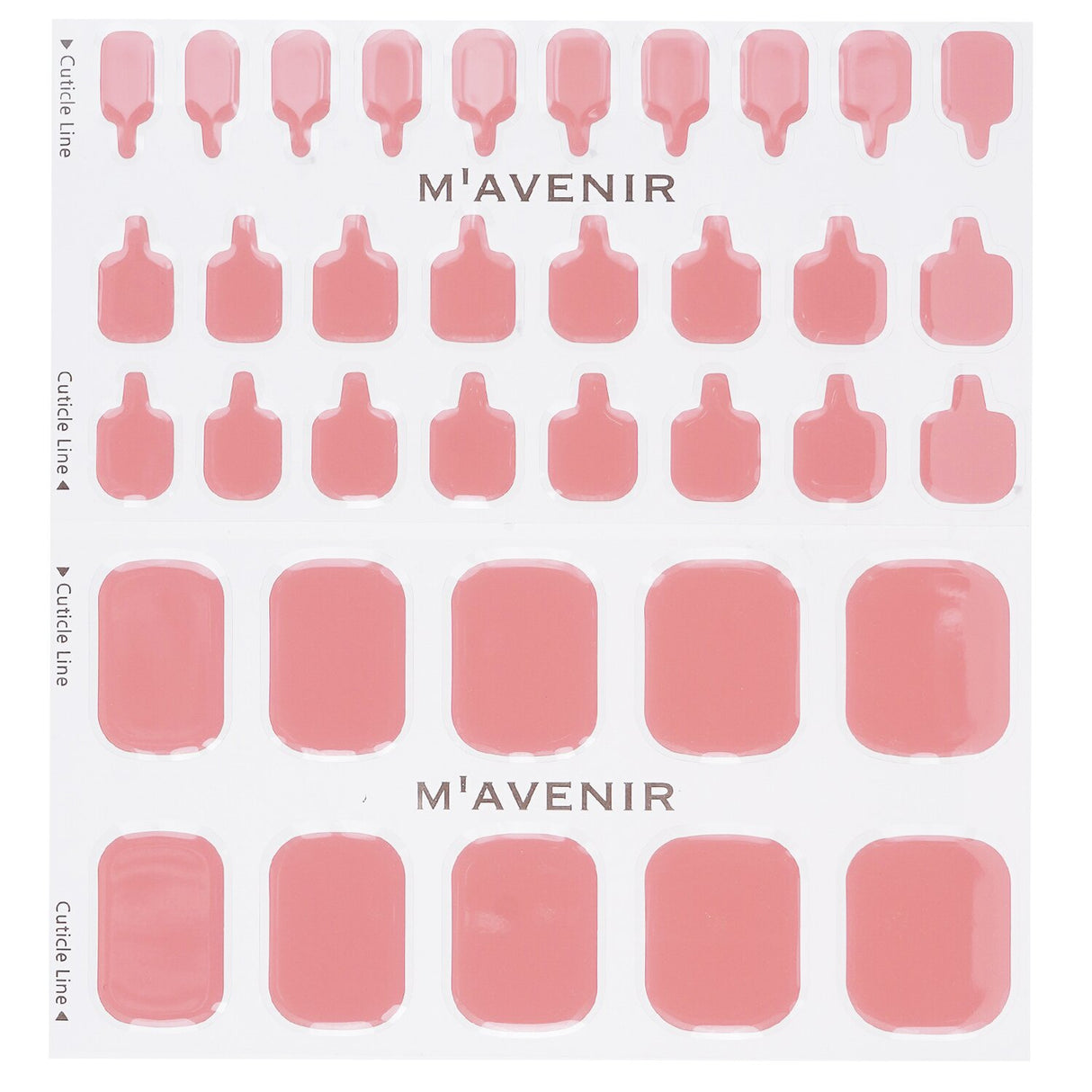 Mavenir Autumn Pink Rose Pedi nail stickers in pink, 36 stylish pieces designed for easy, radiant at-home manicures.