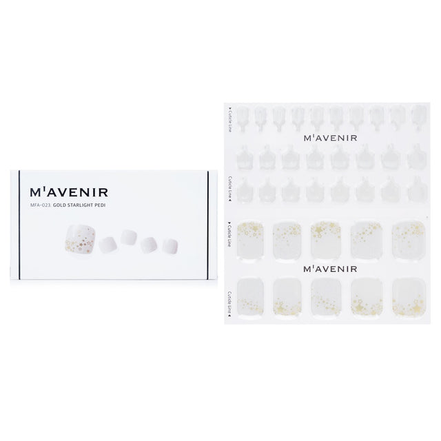 Mavenir Gold Starlight Pedi Nail Stickers, 36pcs, white design with radiant accents for stylish manicures at home.