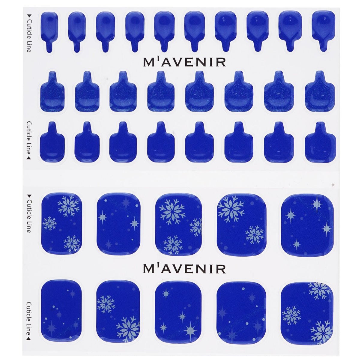 Blue nail art stickers with stunning designs, perfect for a salon-quality pedicure at home. 36 pieces for trendy looks.