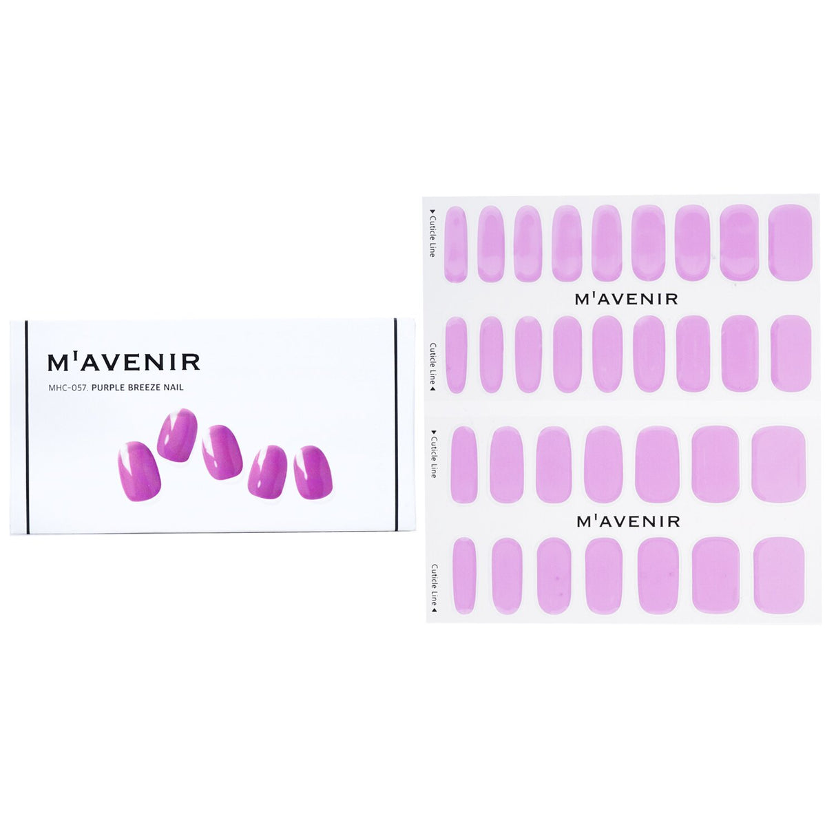 Purple nail art sticker pack featuring 32 salon-quality designs for stunning, easy application without gaps or discomfort.