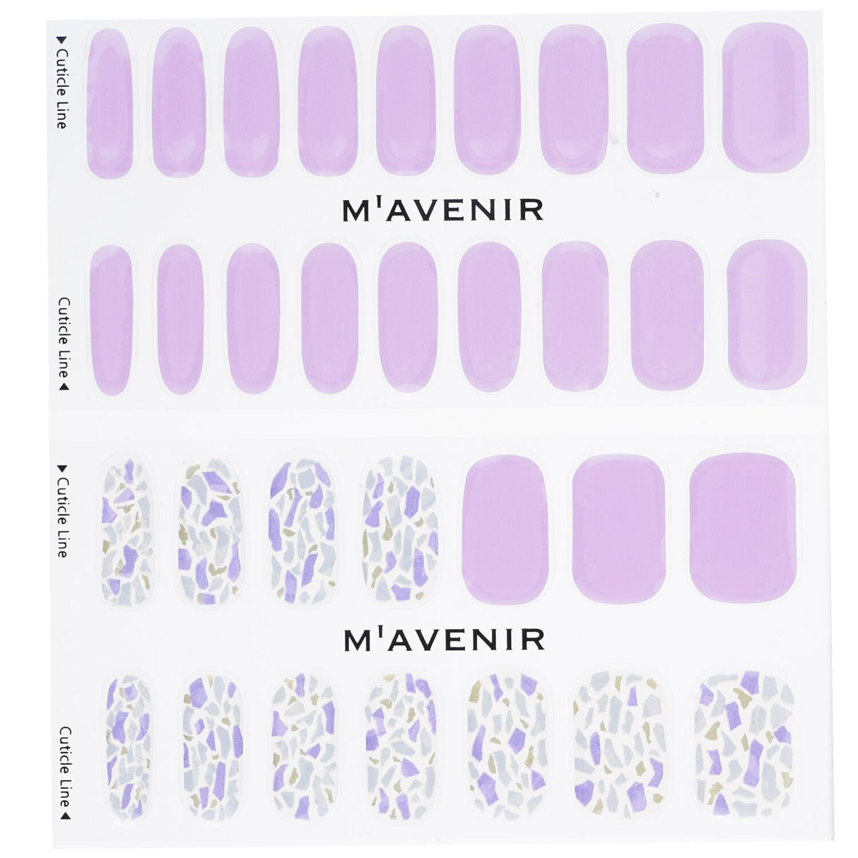 Purple nail stickers featuring amethyst shell design, 32 salon-quality pieces for a radiant, professional finish.