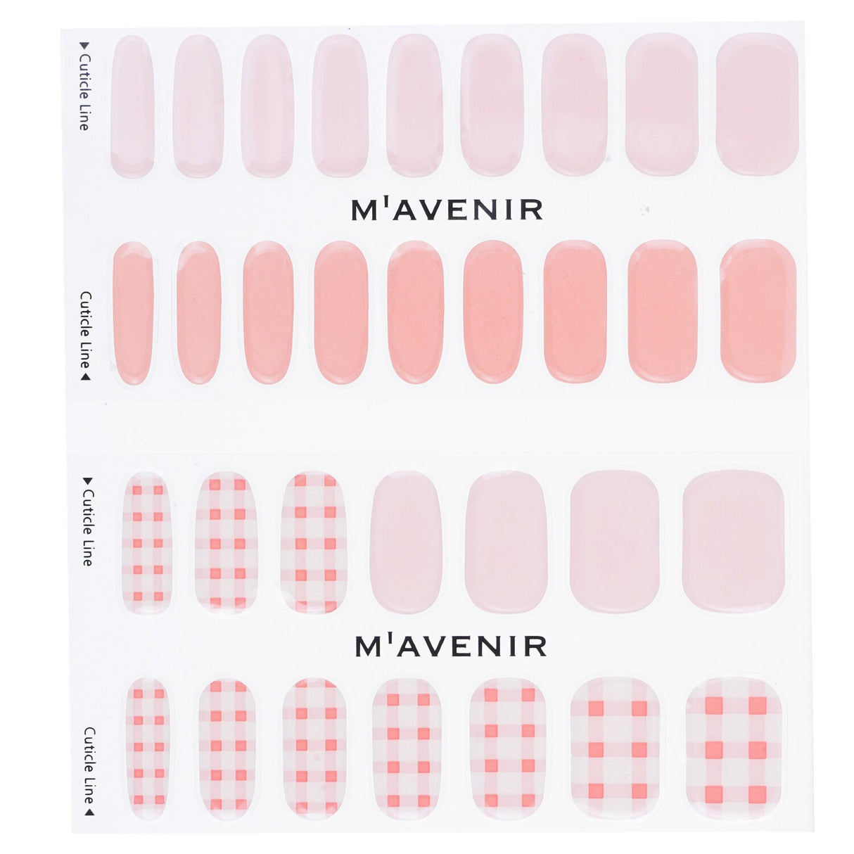 Mavenir Pink Nail Stickers for Picnic Day, 32 pcs of vibrant, long-lasting gel designs for effortless nail art at home.