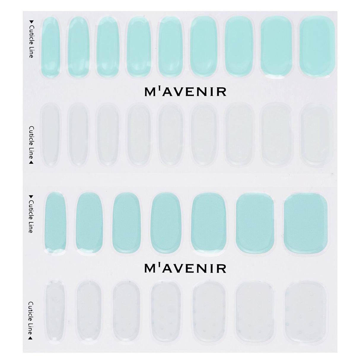 Assorted mint nail stickers in a 32-piece set, designed for stunning home nail art with radiant luster and a perfect fit.