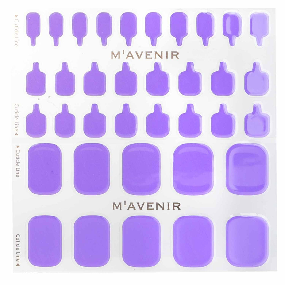 Purple Mavenir Nail Stickers - # Dawn Pedi set of 36 for salon-quality nail art, safe and easy for all nail sizes.