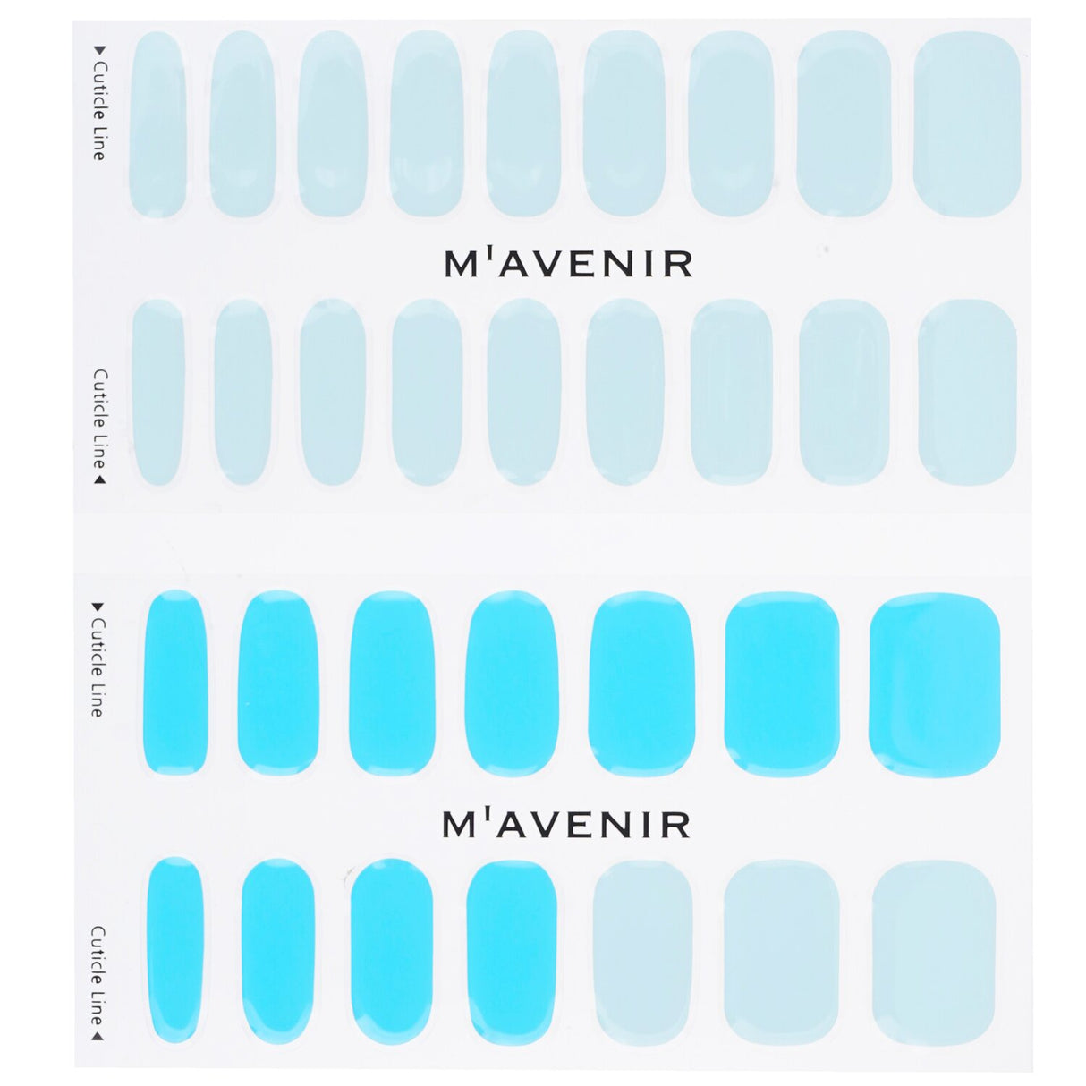 Milky blue nail sticker set featuring 32 premium designs for stunning swimming pool-themed manicures at home.