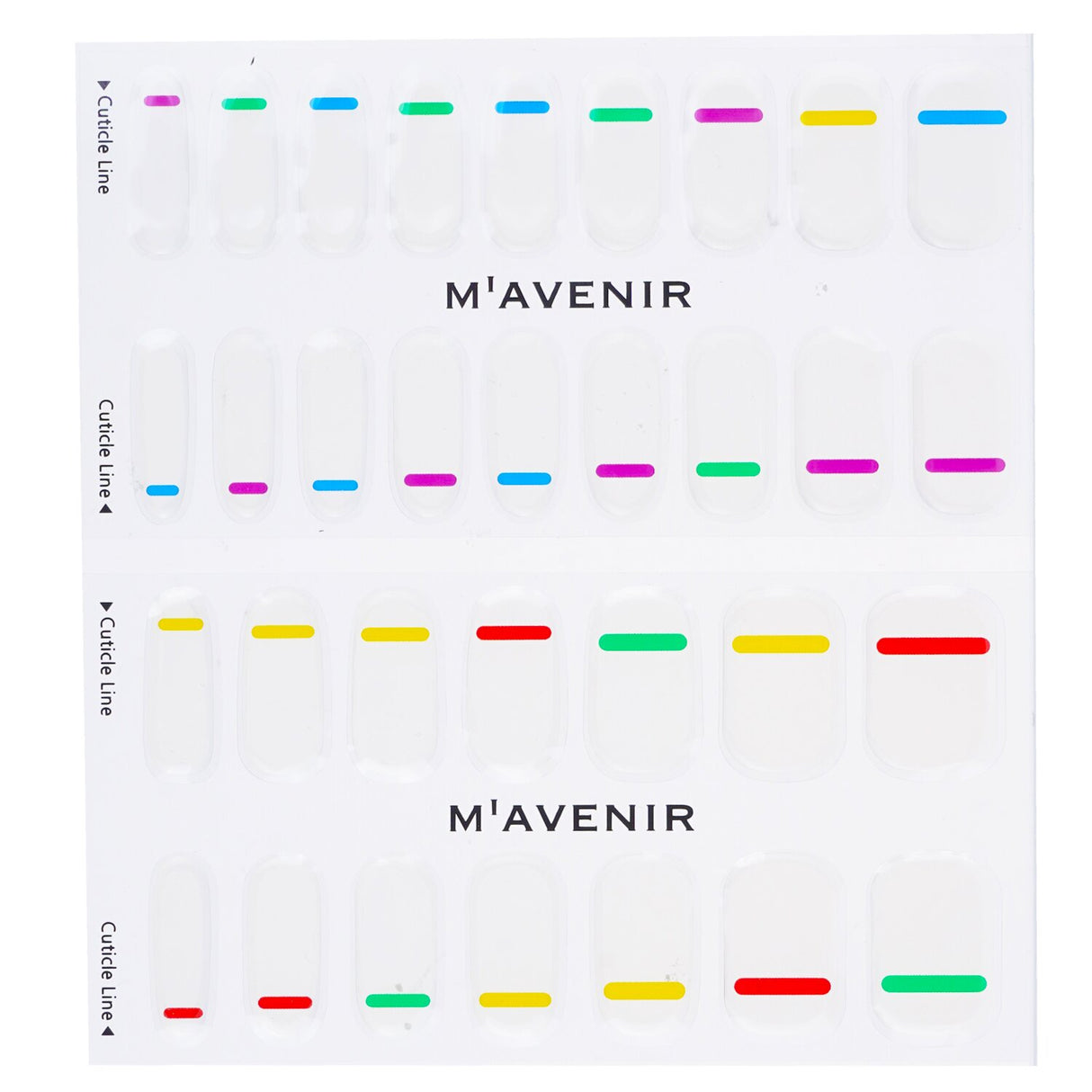 Colorful Mavenir Xylophone Nail Stickers pack with 32 patterned designs for easy, salon-quality nail art at home.