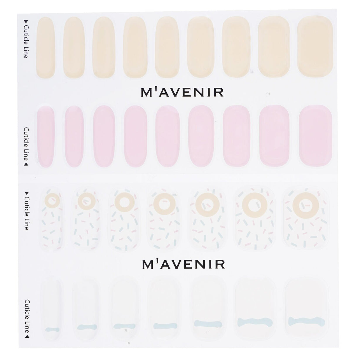 Colorful Mavenir nail stickers in assorted designs, featuring salon-quality gel for vibrant, easy-to-apply nail art.