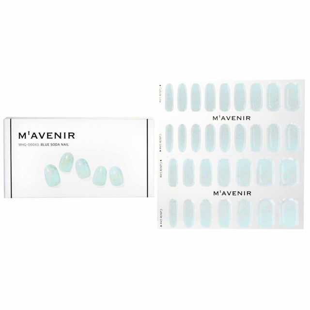Mavenir Blue Soda Nail Stickers pack of 32 for salon-quality, easy nail art with radiant luster and safe, animal-friendly materials.