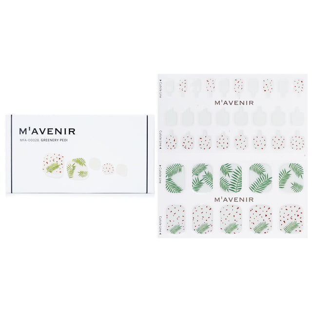 Patterned green nail stickers in a pack of 36, offering salon-quality designs with radiant luster and a perfect fit for all nails.