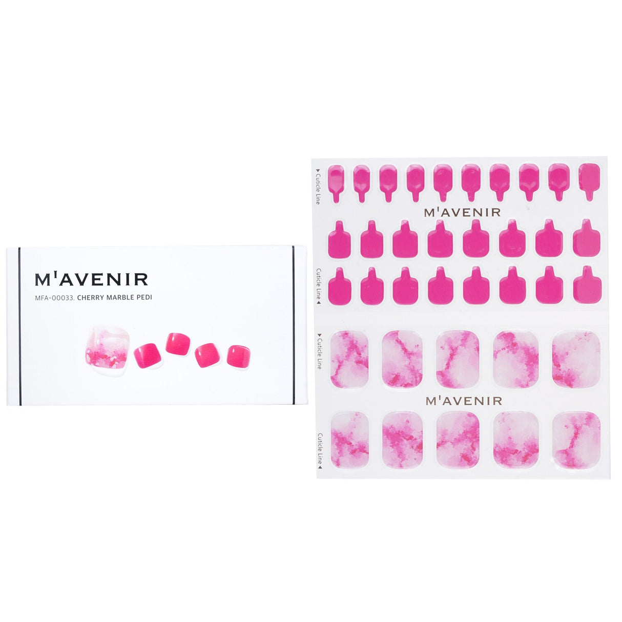 Pink cherry marble nail stickers by Mavenir, 36pcs for easy, salon-quality nail art at home with animal-friendly gel.