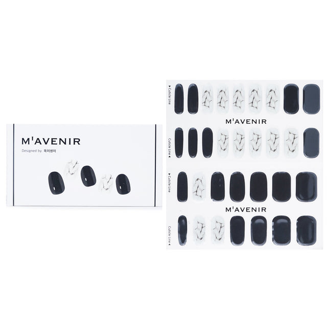 Mavenir black marble nail stickers, 32pcs, easy to apply, salon-quality, fits all nail sizes, safe and animal-friendly.