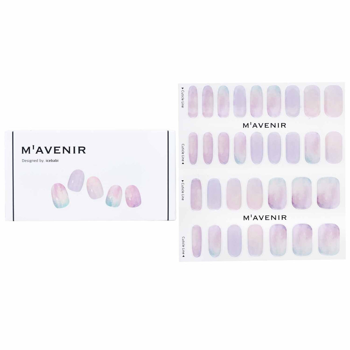 Purple Mavenir Nail Stickers featuring 32 salon-quality designs for effortless, radiant nail art suitable for all nail types.